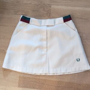 Fred Perry Cream Mini Skirt with Green and Red Trim